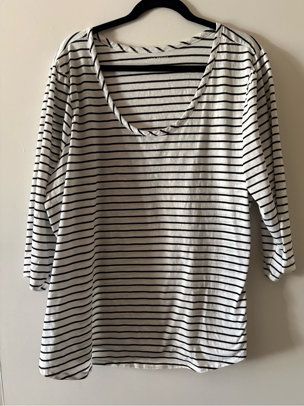 Striped Black and White Scoop Neck Women's Top